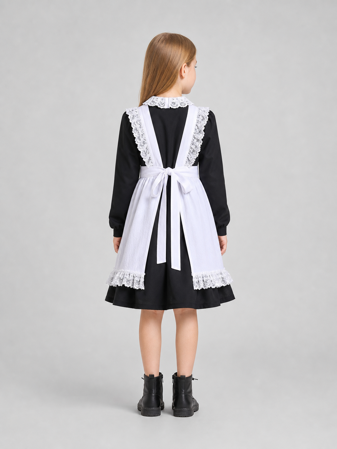 Black and White Maid Costume with Apron back view 2