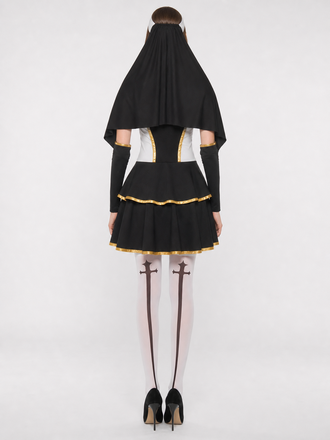 Monastic-style costume for cosplay and Halloween back view