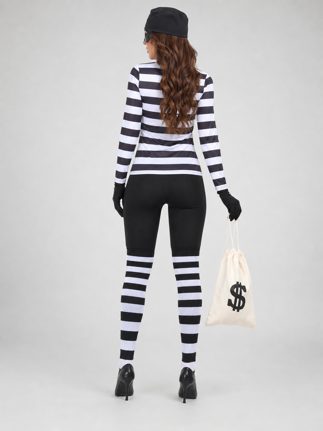 Striped prisoner costume back view