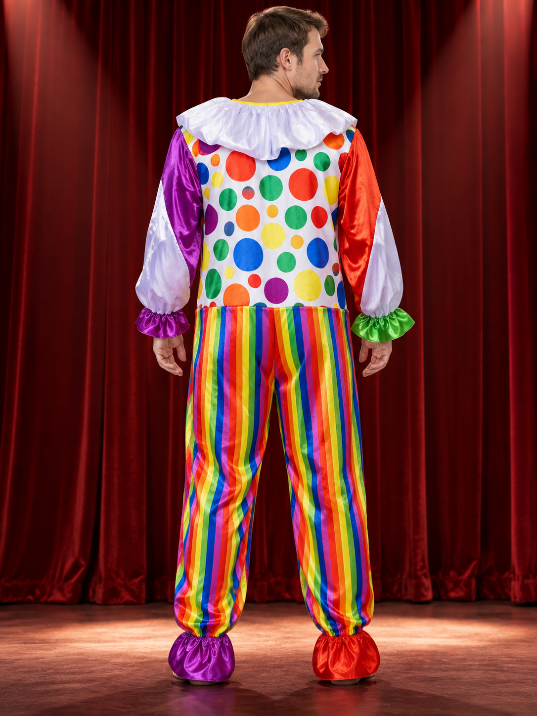 Adult Clown Costume Colorful Jumpsuit