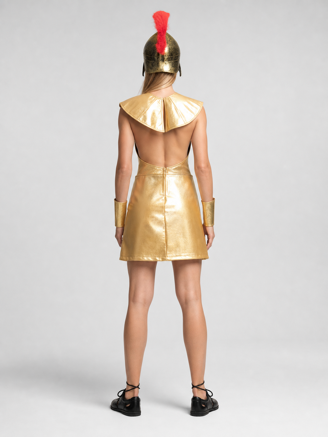 Spartan Warrior Costume with Helmet back view