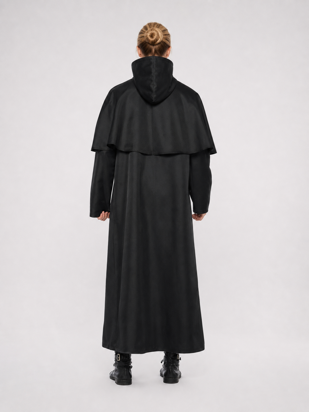 Black long hooded cloak, carnival costume