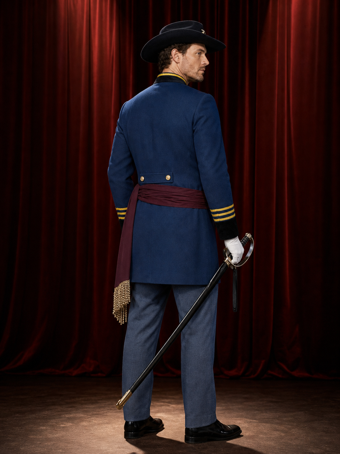 Navy-Style Pirate Captain Costume for Cosplay back view