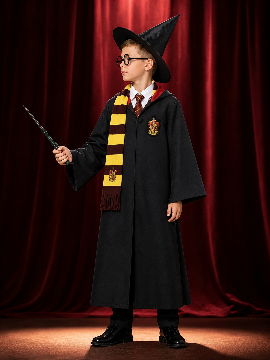 Academic Wizard Costume with Robe and Accessories back view