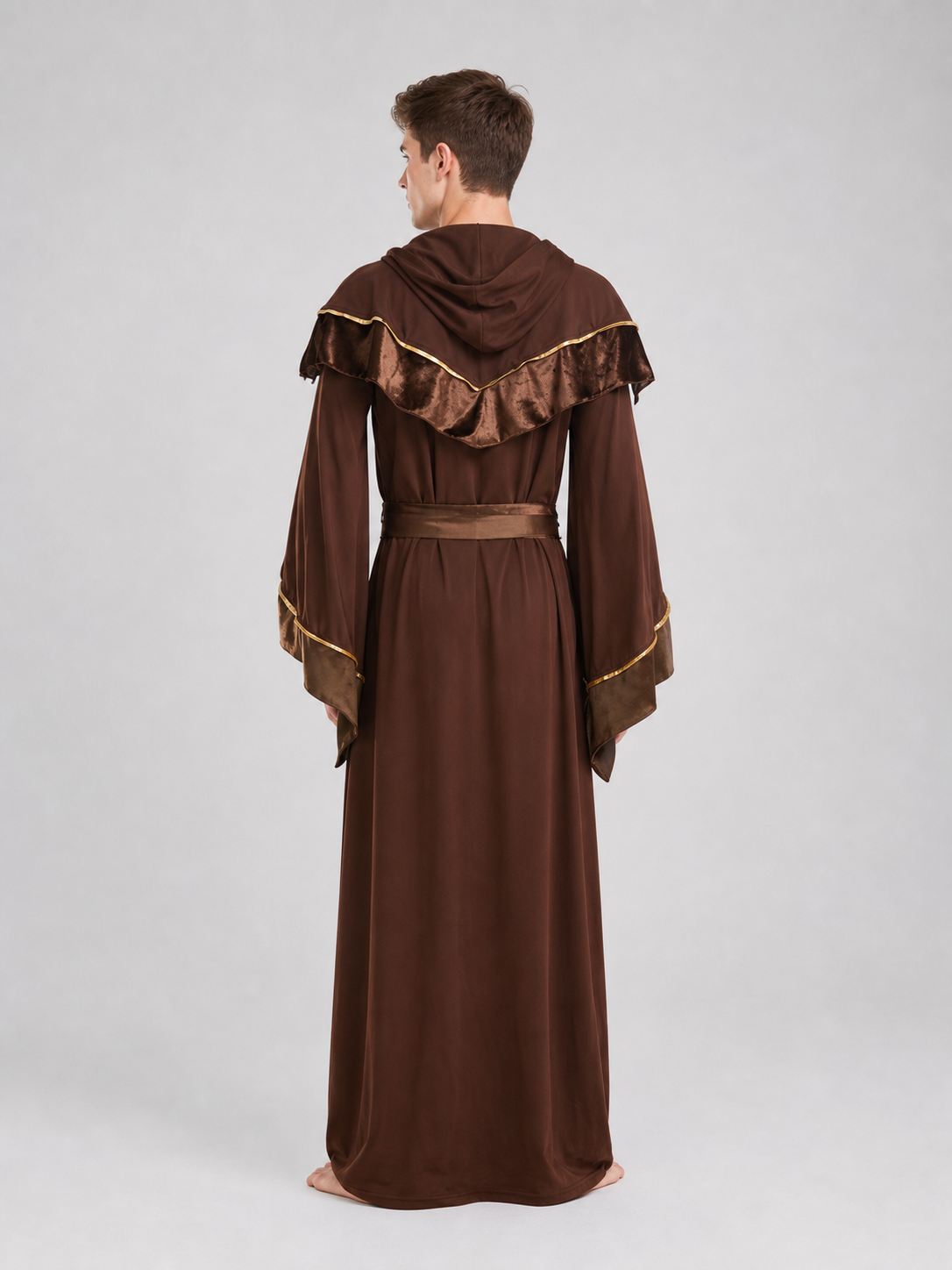 Hooded Wizard Costume, Halloween Robe back view