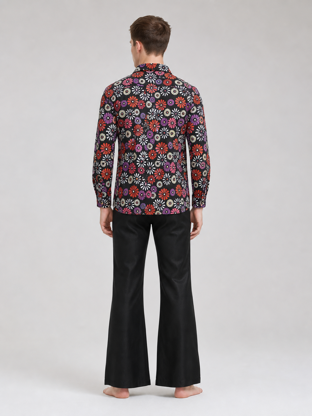 Retro Suit with Floral Shirt and Pants back view