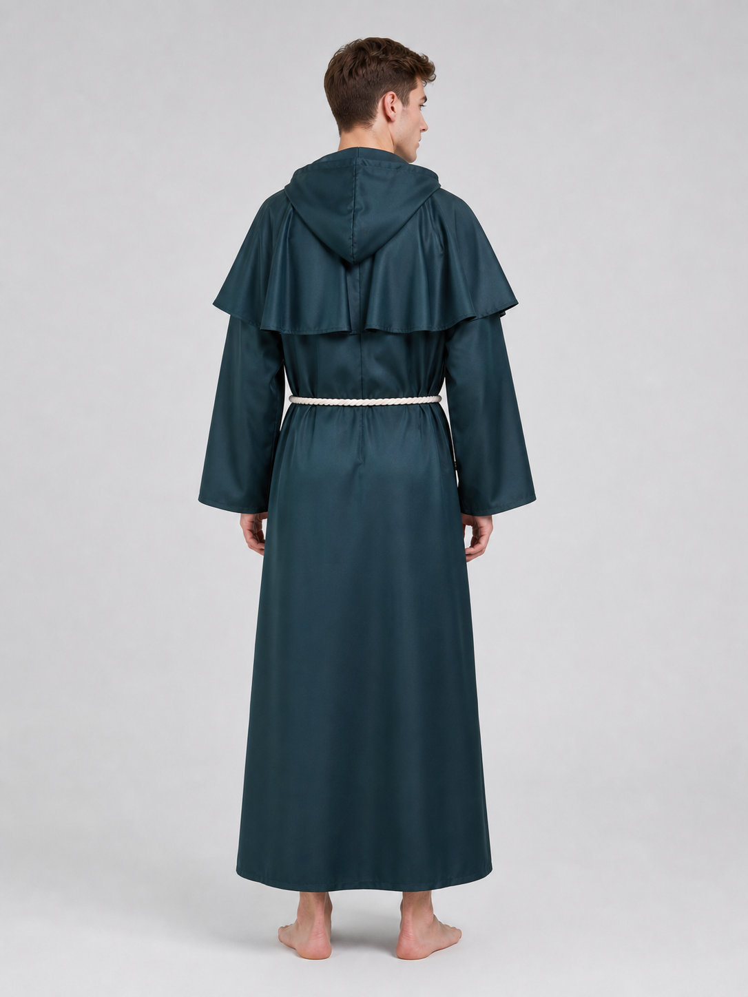 Medieval hooded costume robe for cosplay back view