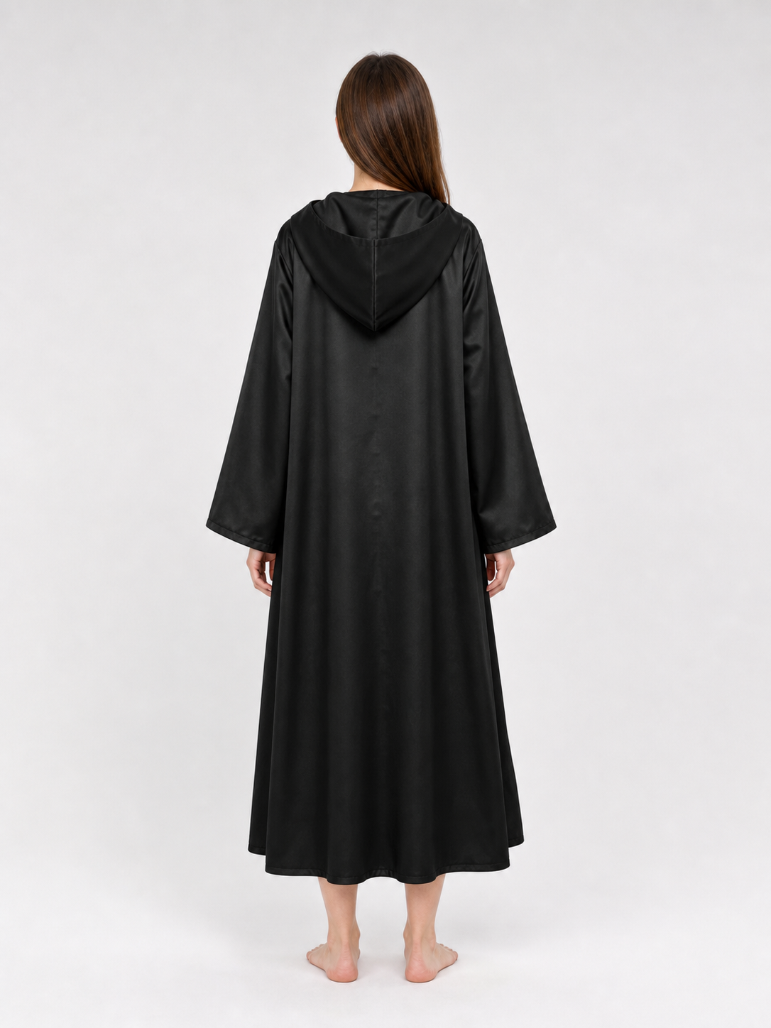 Black Hooded Cosplay Cloak with Wide Sleeves
