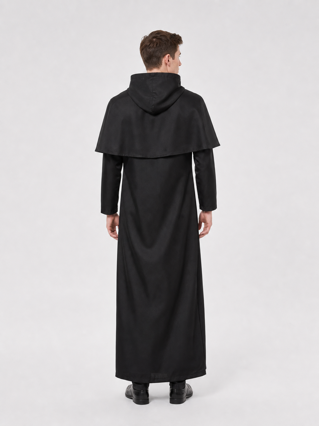 Halloween Costume: Black Hooded Cloak back view
