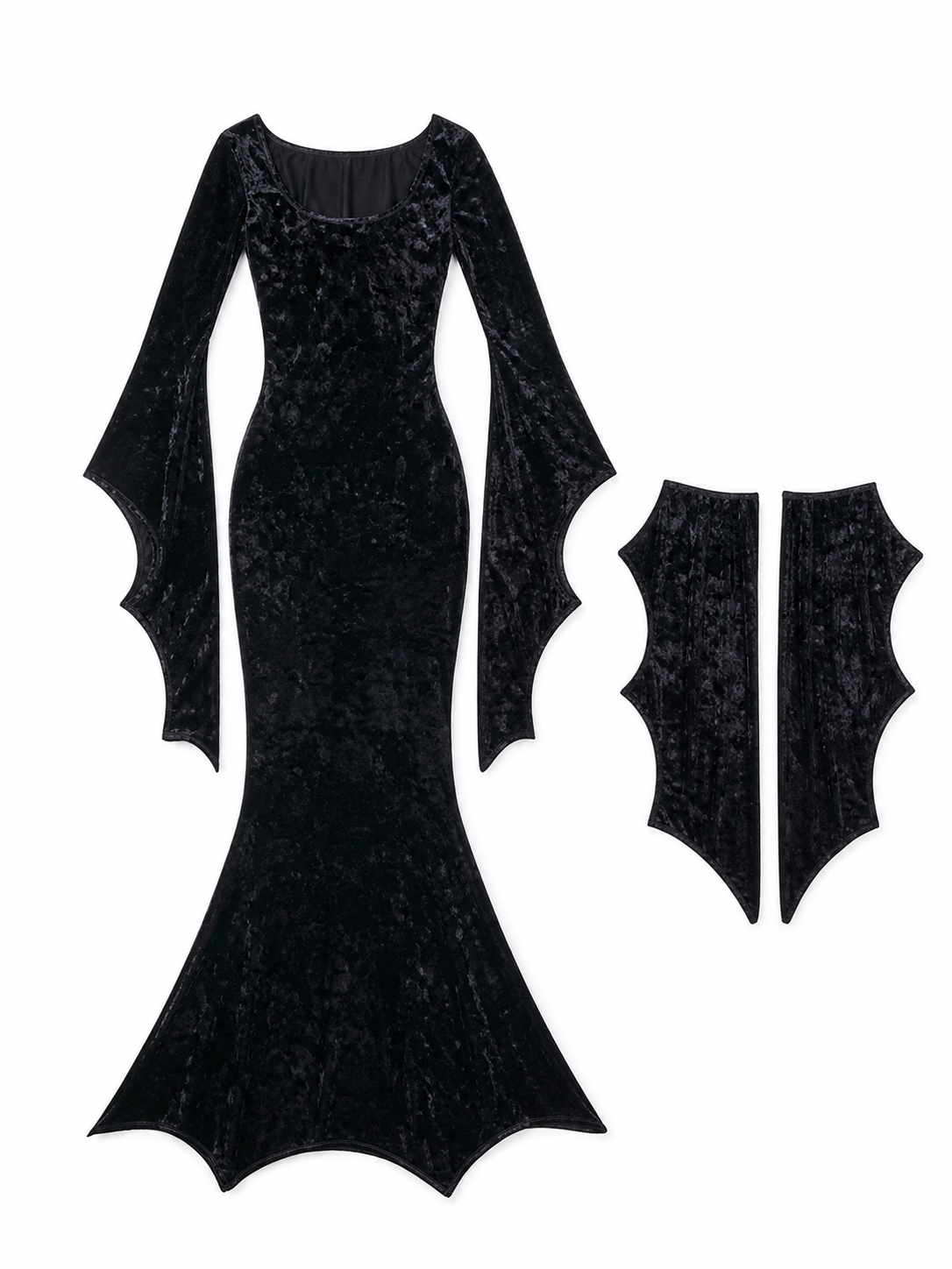 Black cosplay dress with wing sleeves