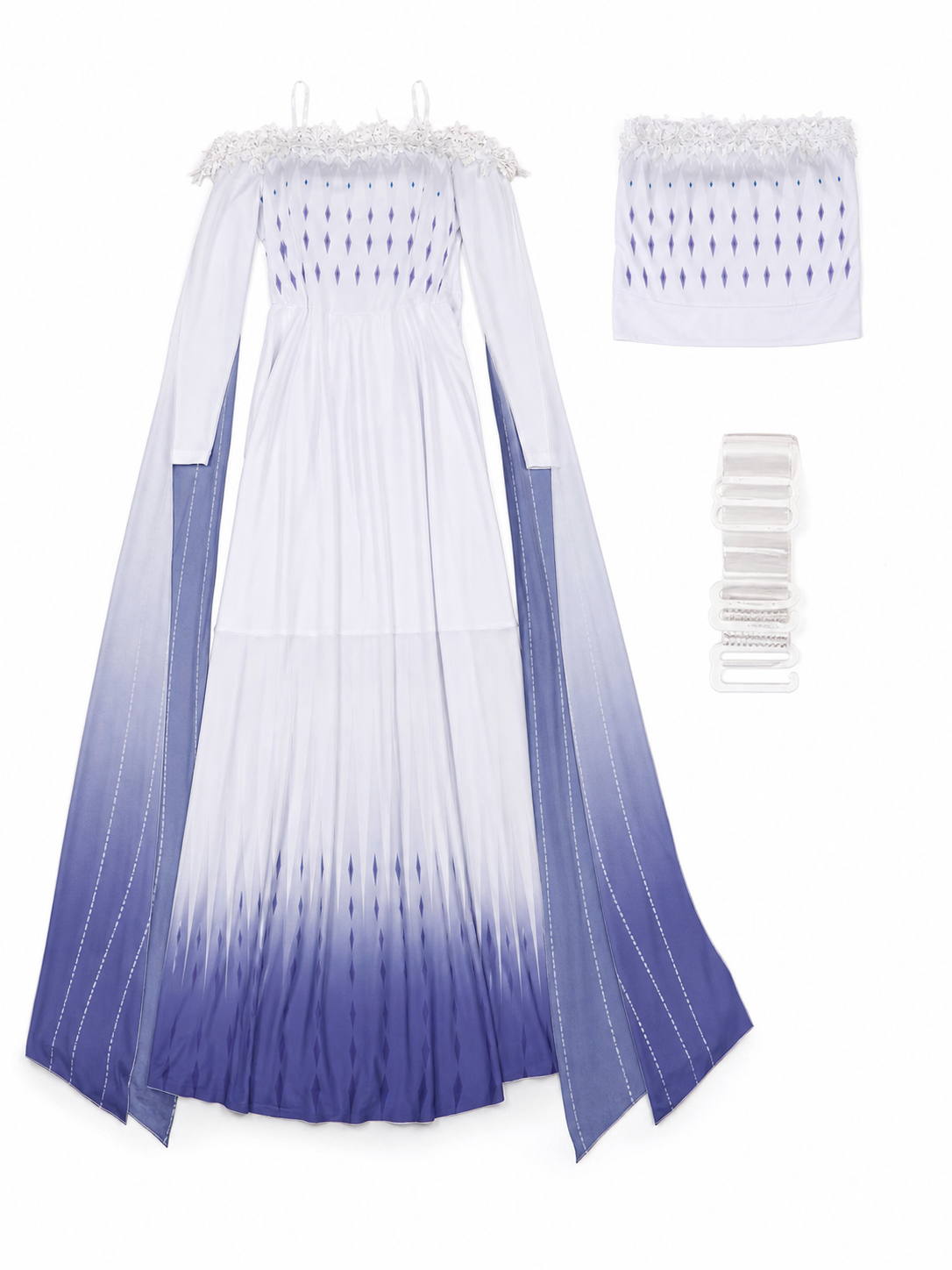Elsa Cosplay Dress with Capes and Gradient