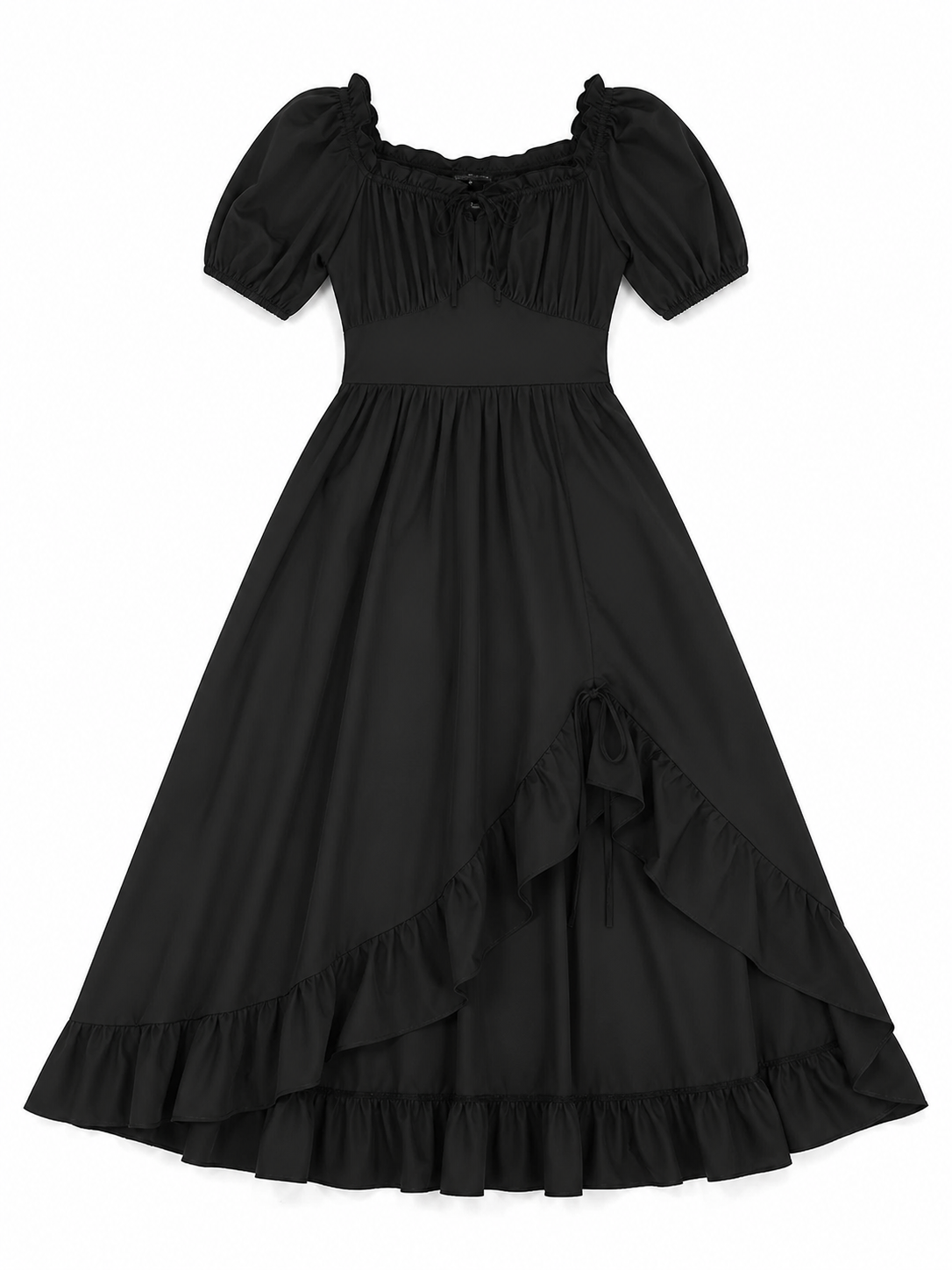 Black Renaissance-Style Dress with Ruffles