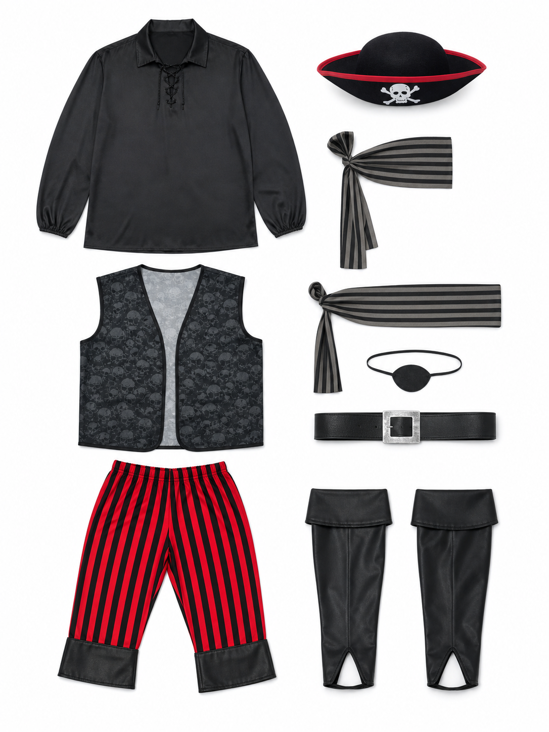 Pirate Costume with Hat and Eye Patch included items