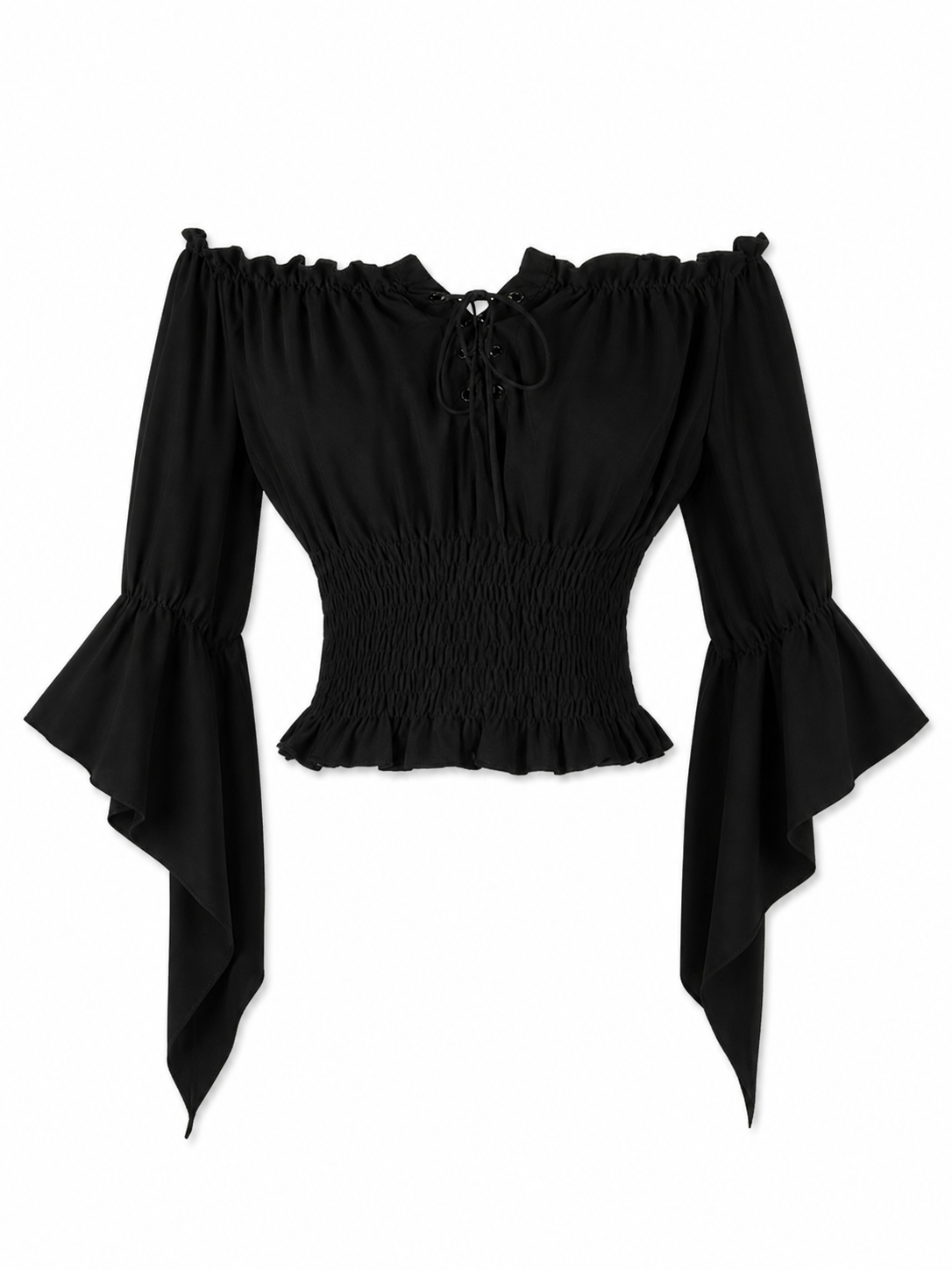 Black Cropped Off-the-Shoulder Blouse