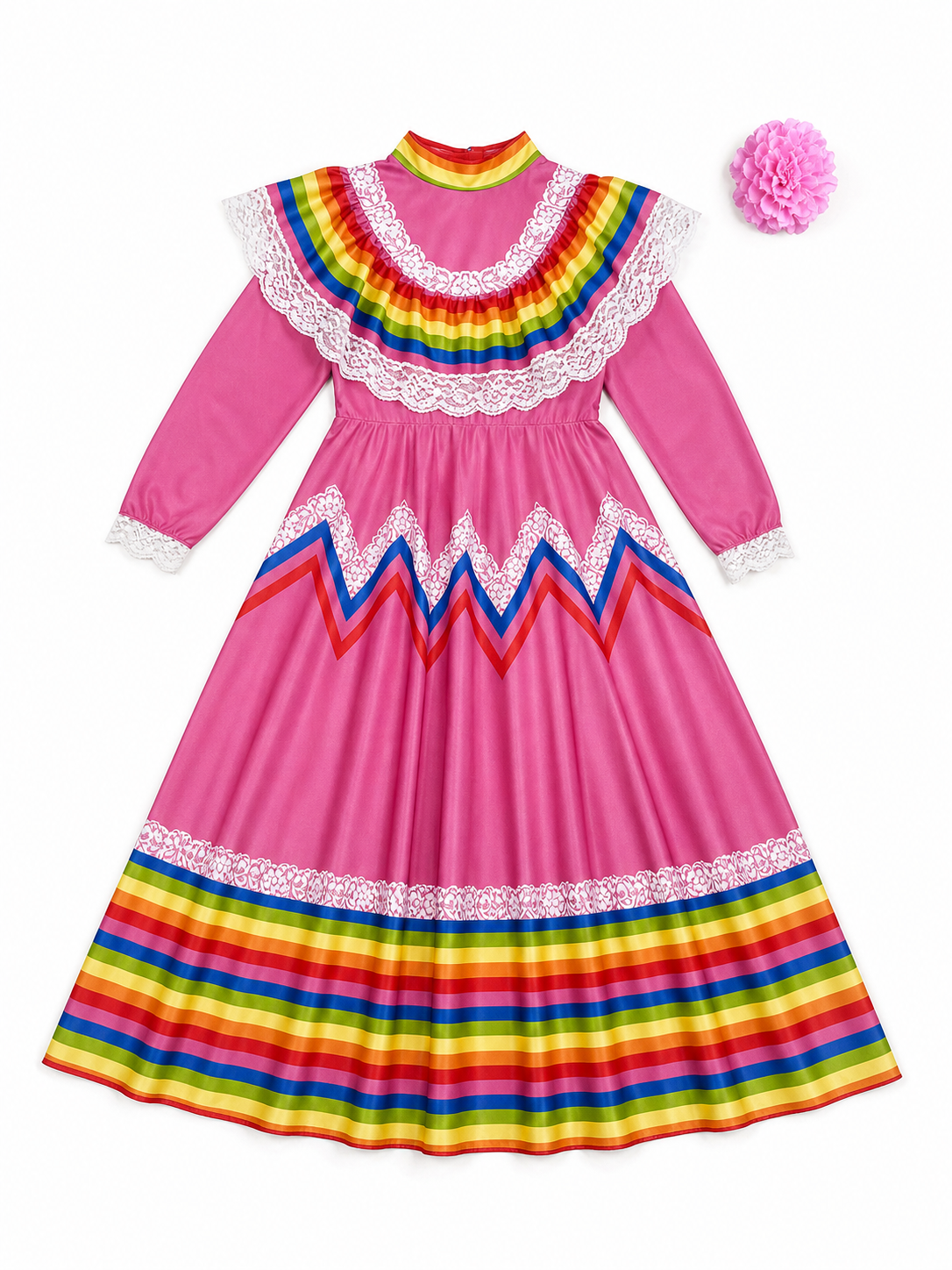 Folkloric Dress with a Full Skirt and Lace included items