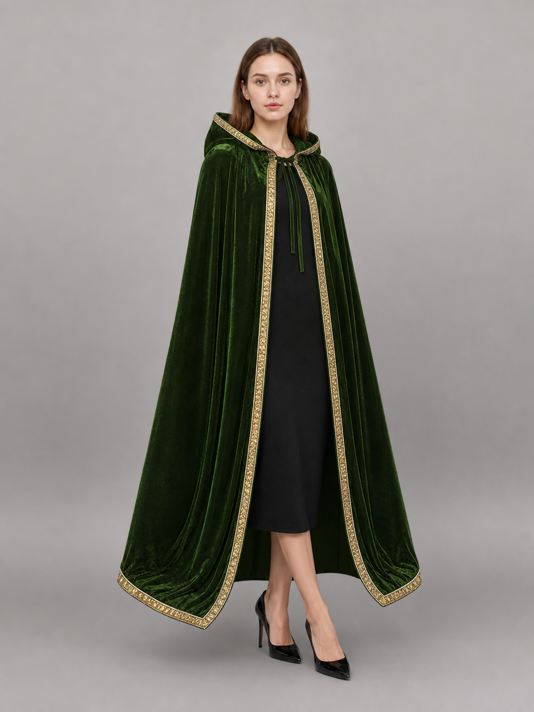 Green Medieval Hooded Costume Cloak included items