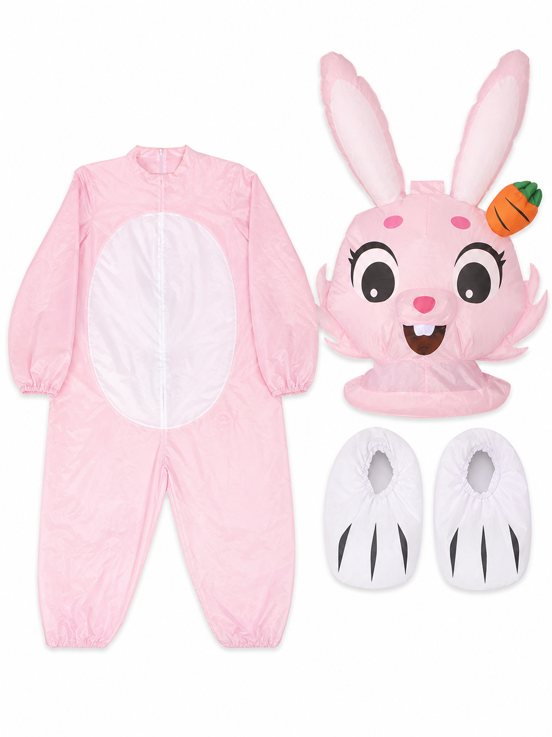 Inflatable Bunny Costume with Ears and a Carrot