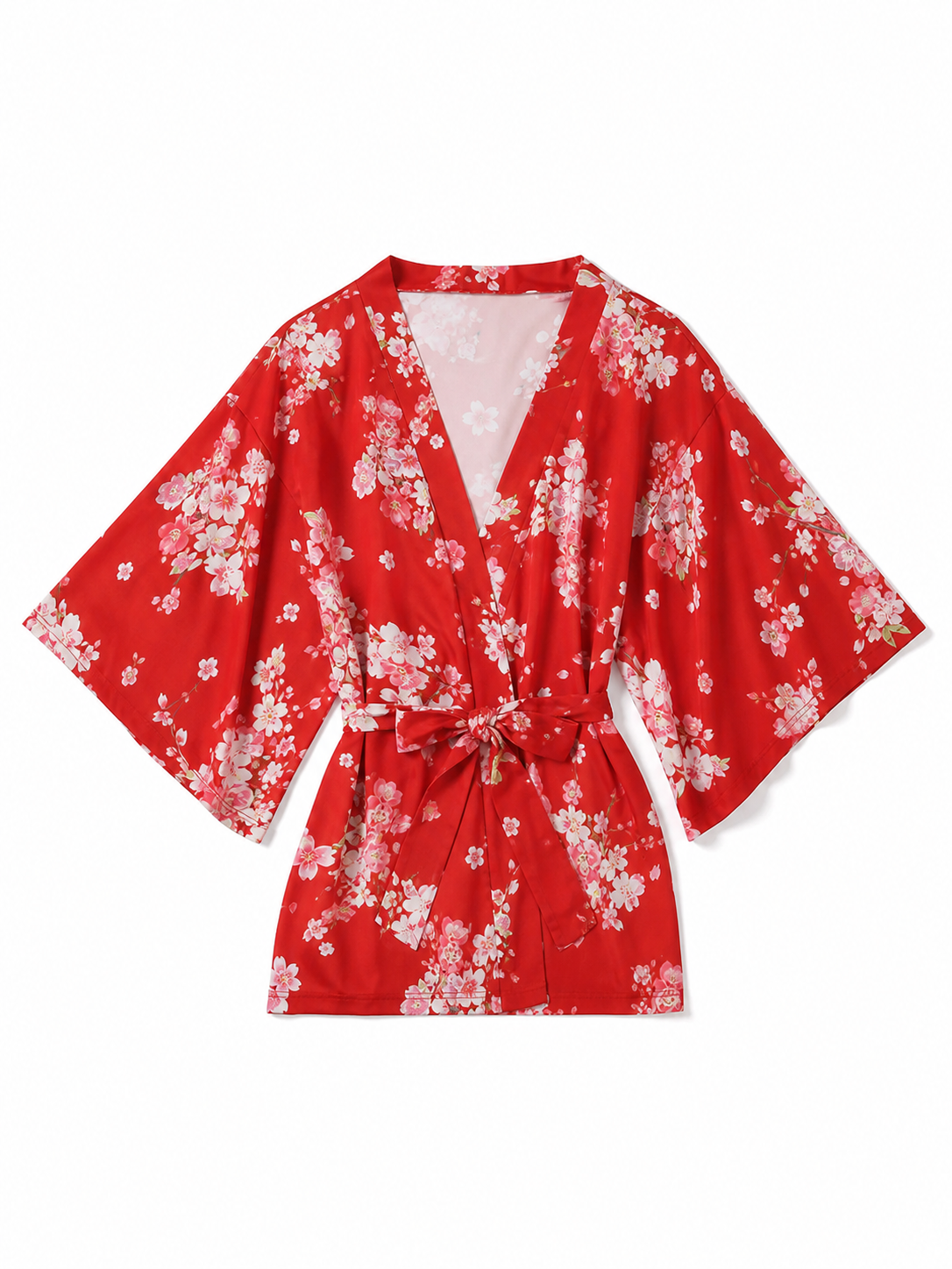 Short floral kimono robe for parties included items