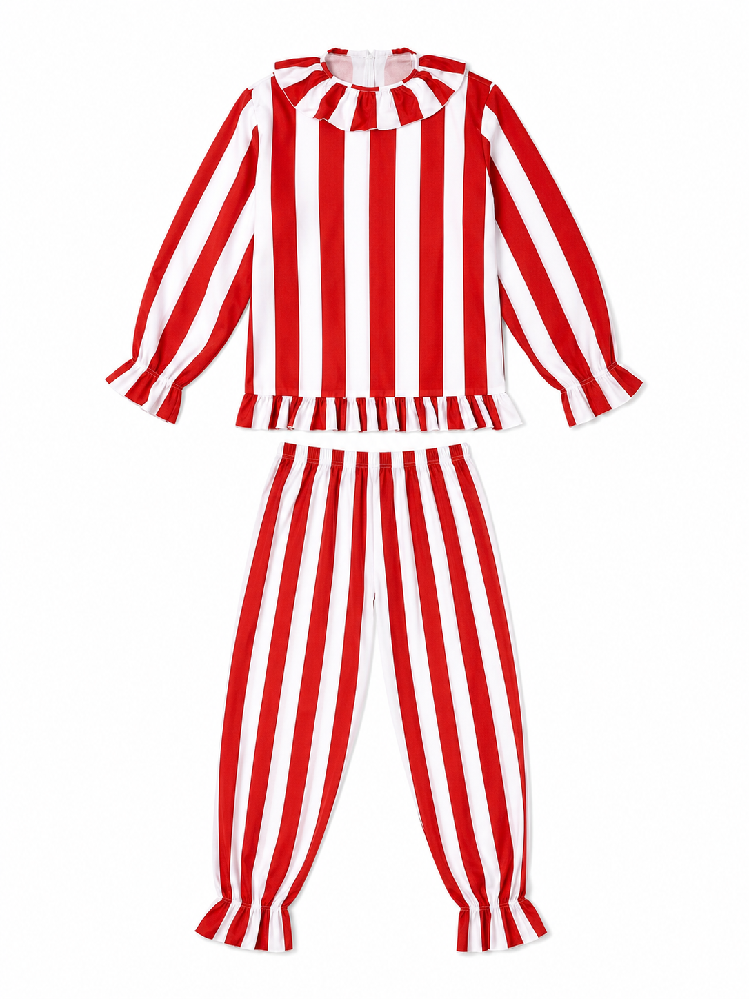Red and White Striped Clown Costume for Cosplay included items