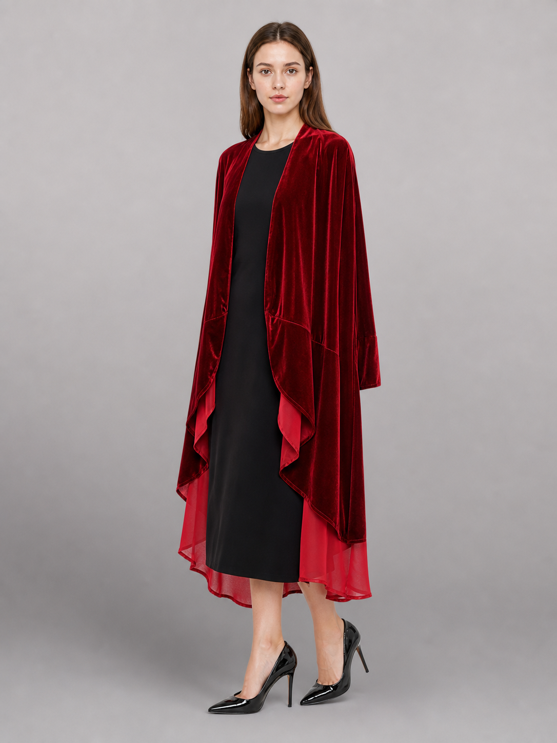 Red carnival cape with long sleeves included items 2