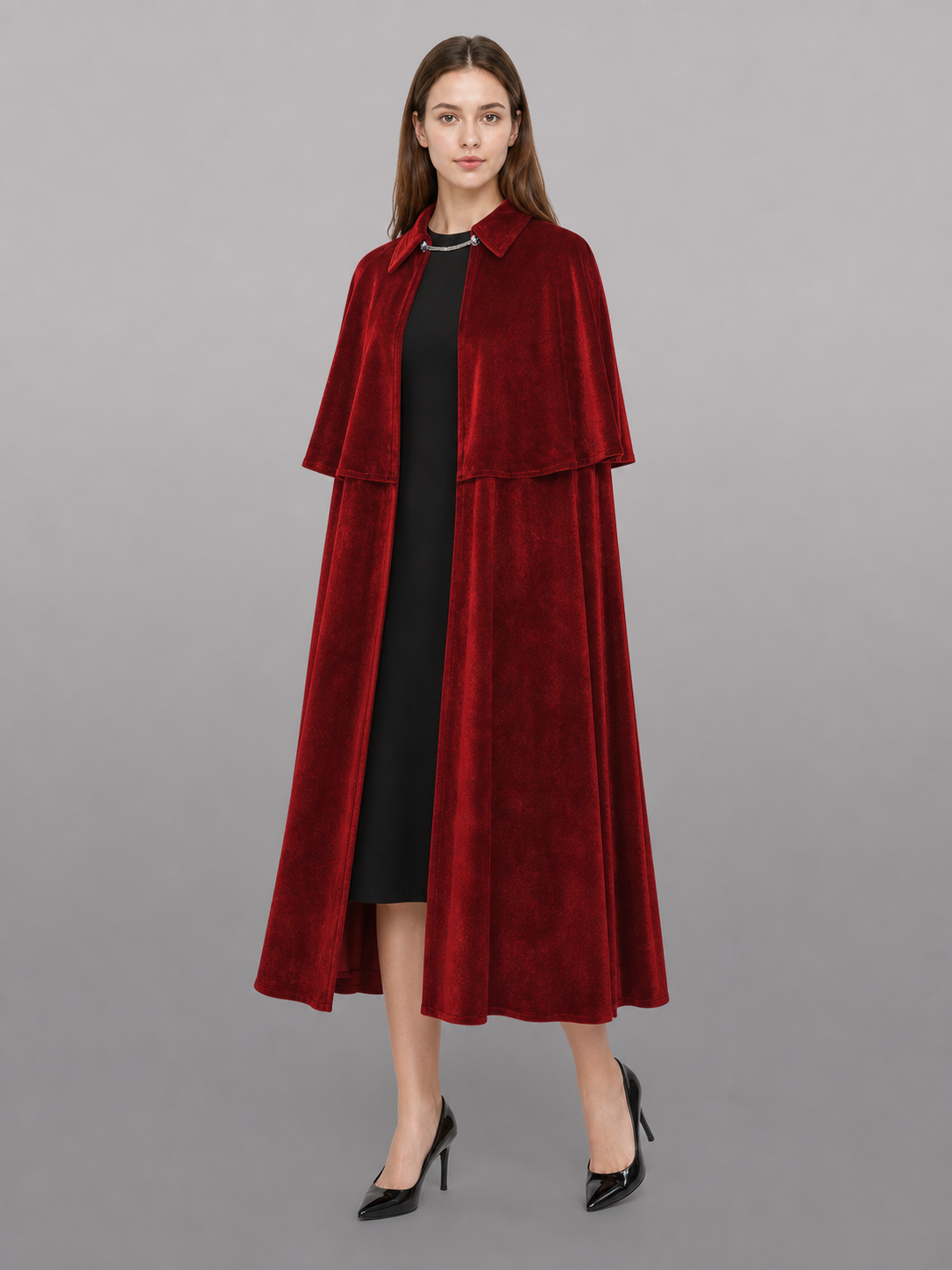 Long Burgundy Vampire Carnival Cape