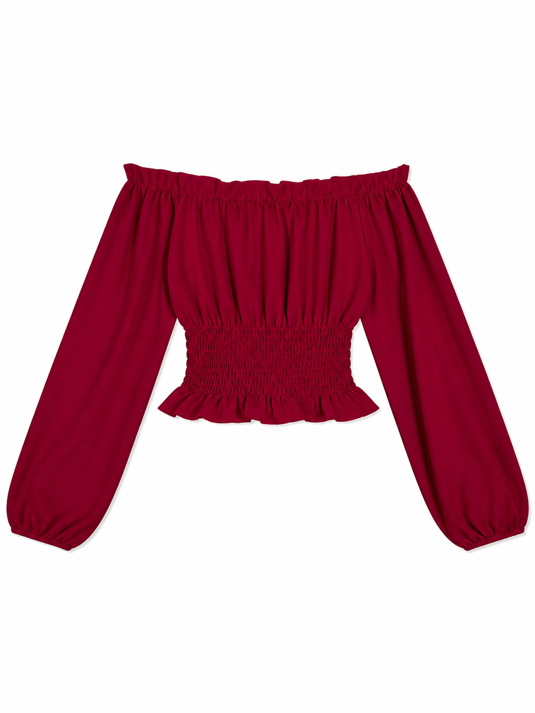 Off-the-Shoulder Blouse with Long Sleeves