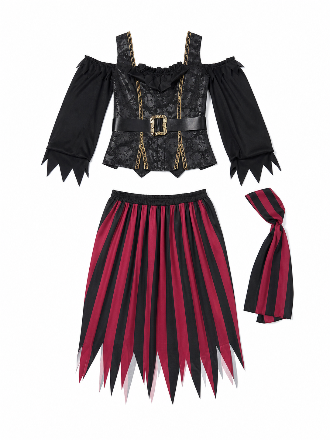 Pirate Cosplay Costume with Corset and Headscarf included items