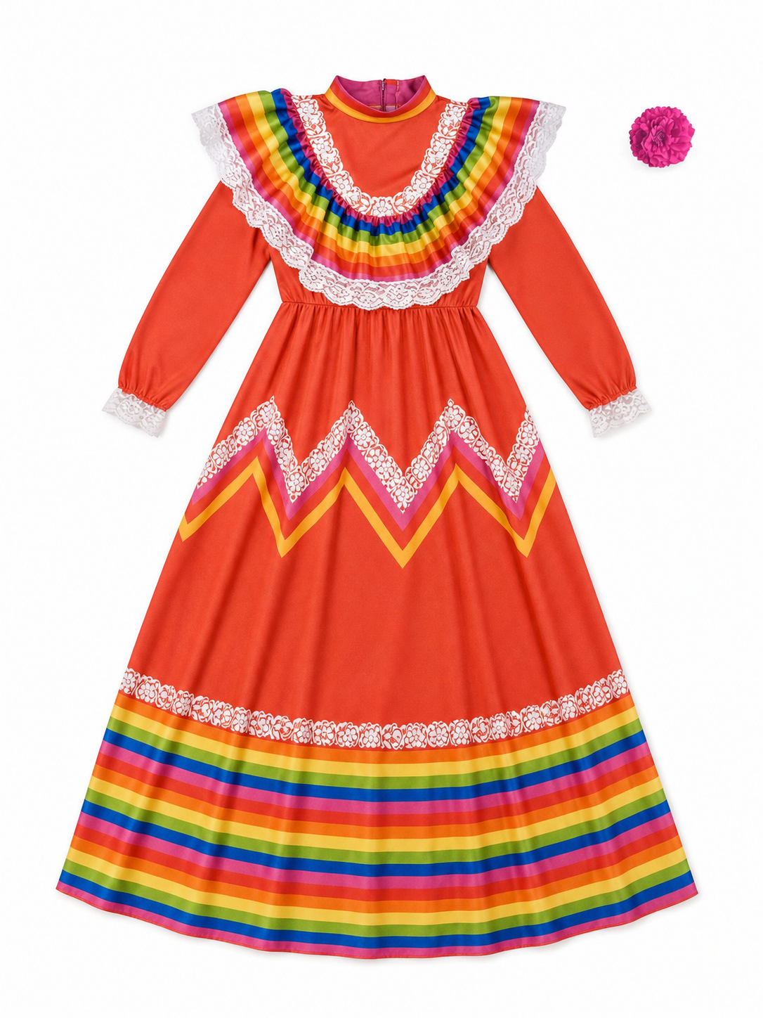 Folk Performance Dress with Long Sleeves included items