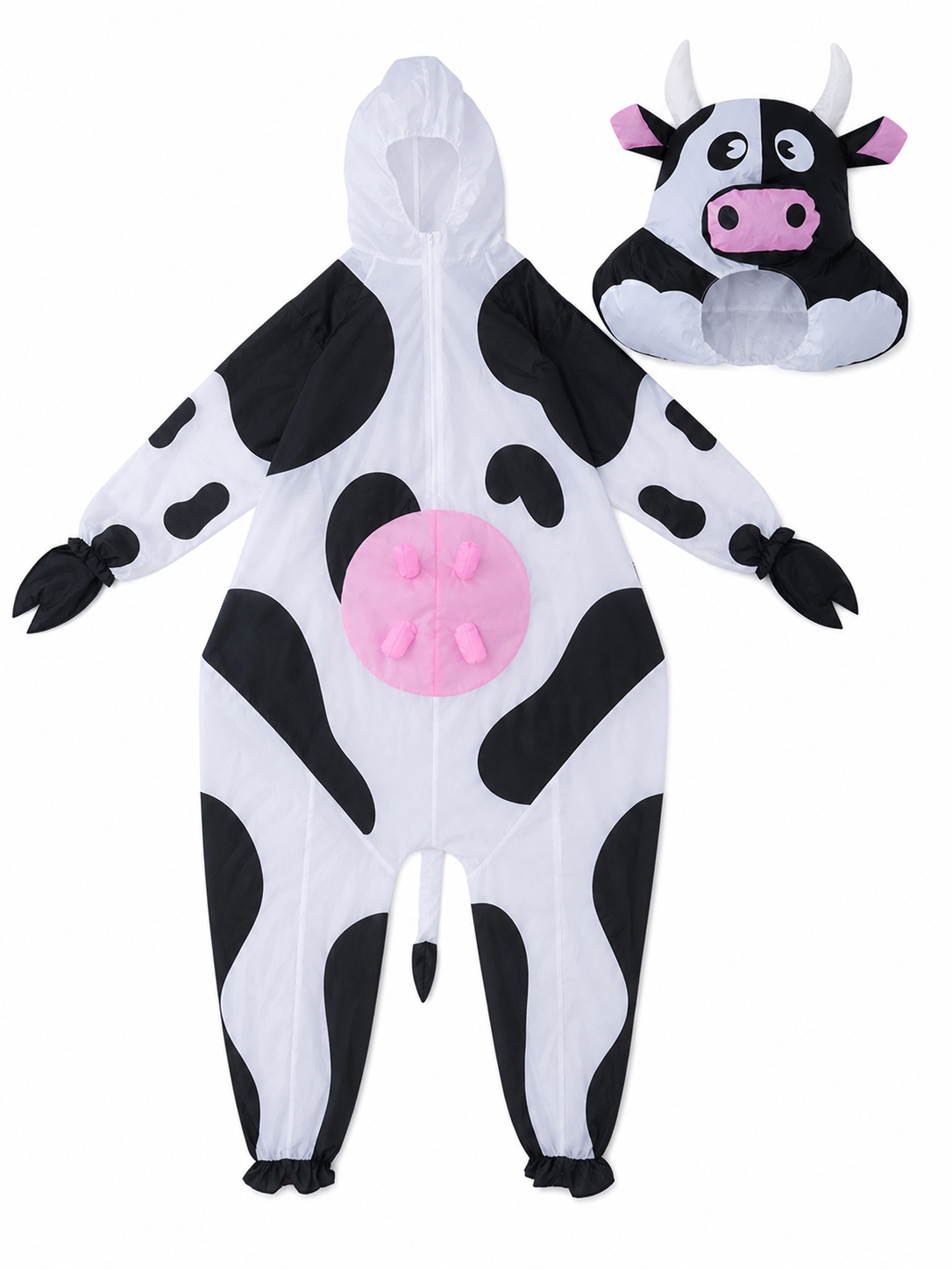 One-Piece Cow Costume with Hood for Halloween