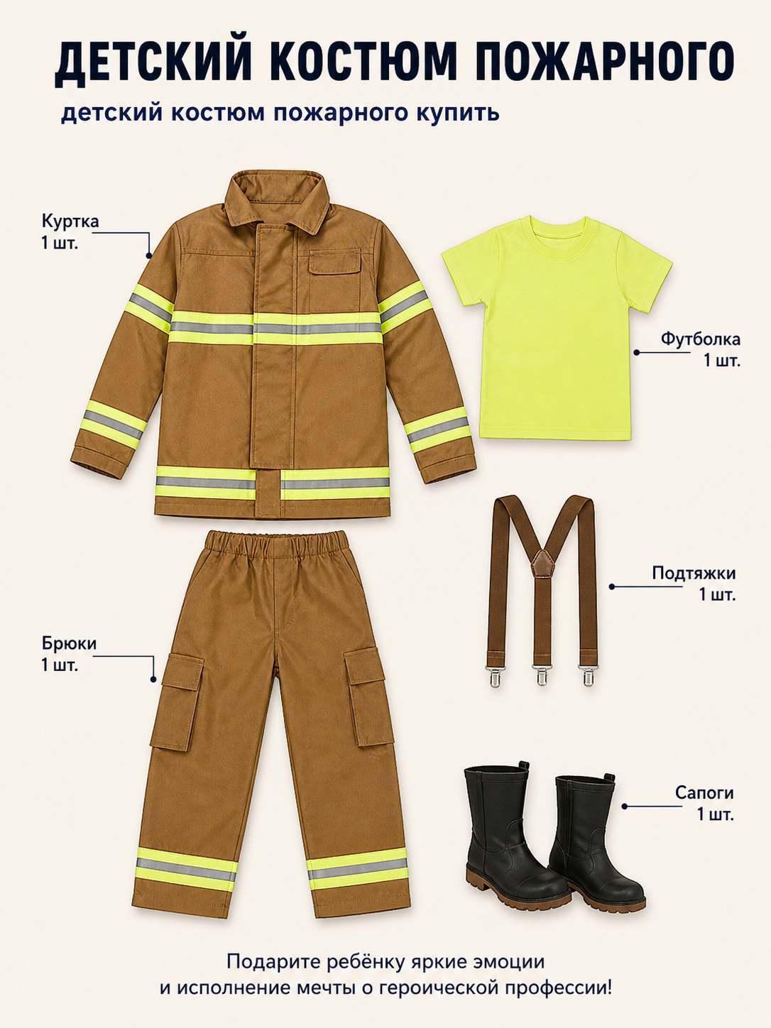 Children’s Firefighter Costume with Reflective Stripes