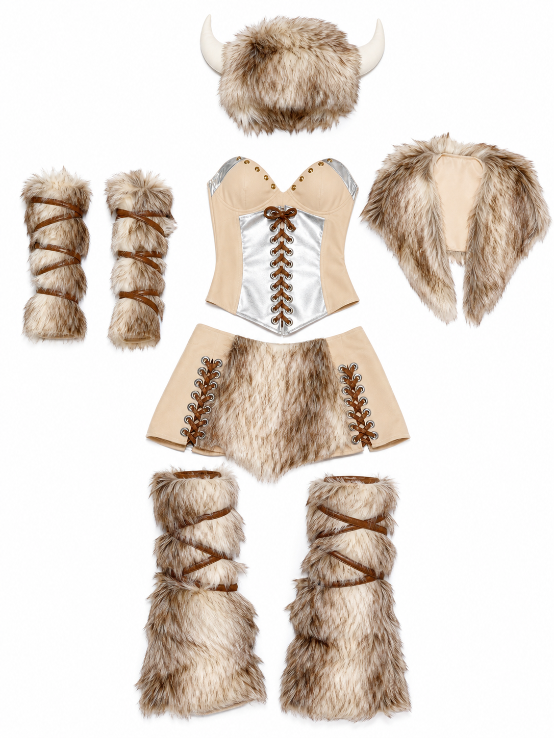Historical Viking Costume with Horned Headwear included items
