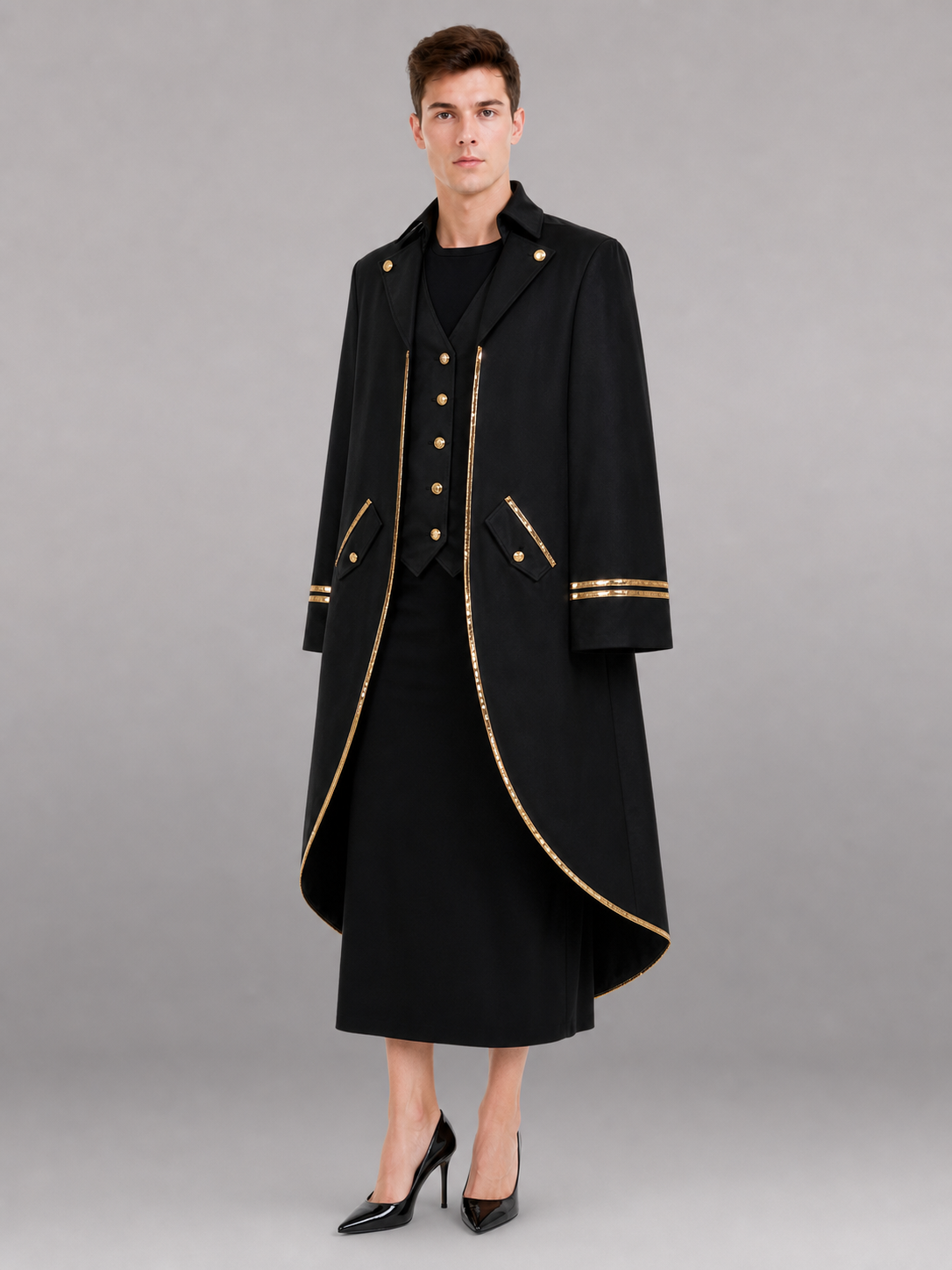 Black Costume Tailcoat with Gold Trim