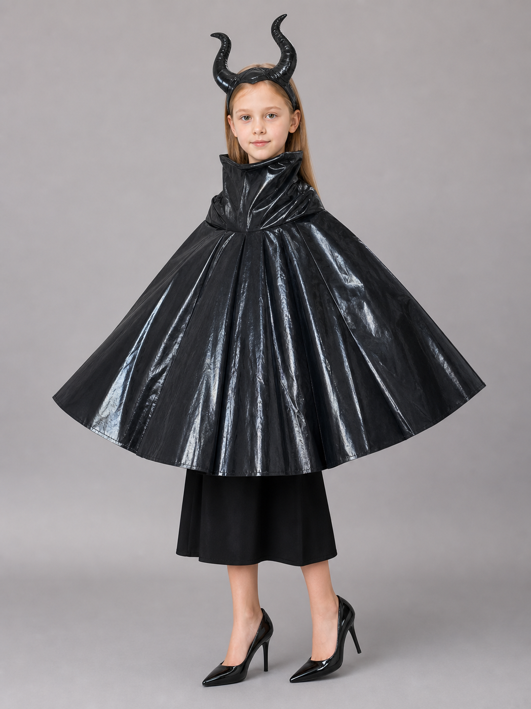 Black Carnival Cape with Horn Headband
