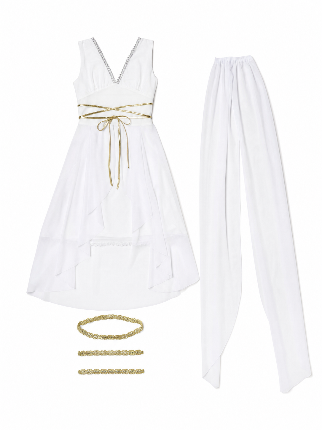 Cleopatra Costume Dress with Cape and Gold Details