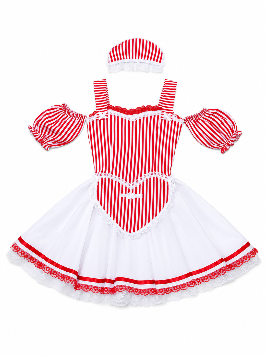 Cosplay costume dress with a striped bodice