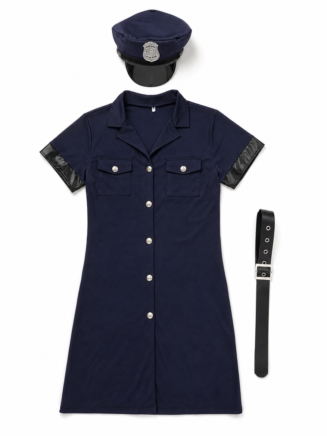 Police Uniform-Style Costume Dress with Cap included items