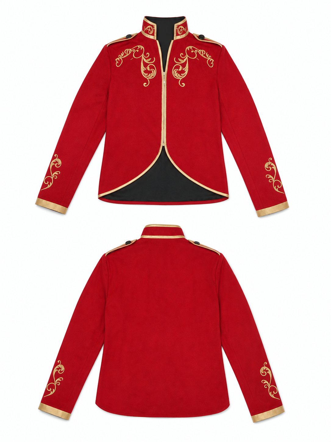 Embroidered Cosplay Jacket, Red with Gold included items