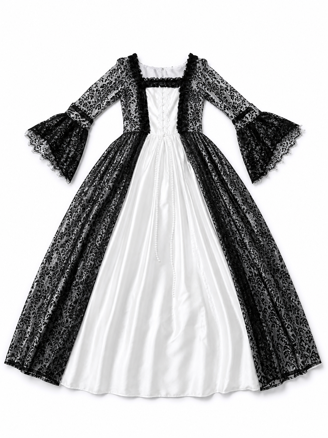 Gothic Vintage Floor-Length Dress with Sleeves