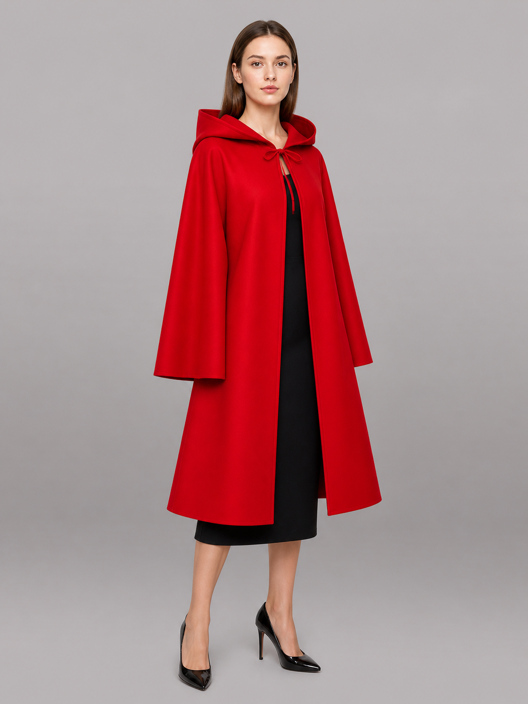 Long red hooded carnival cloak included items 2