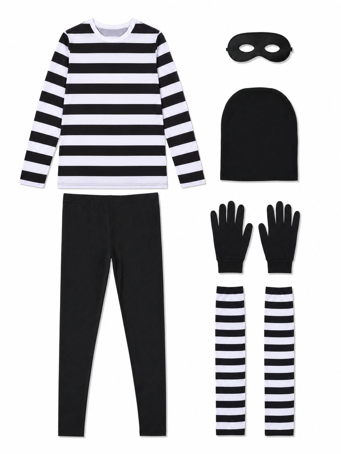 Thief Cosplay Costume, Striped Top and Pants included items