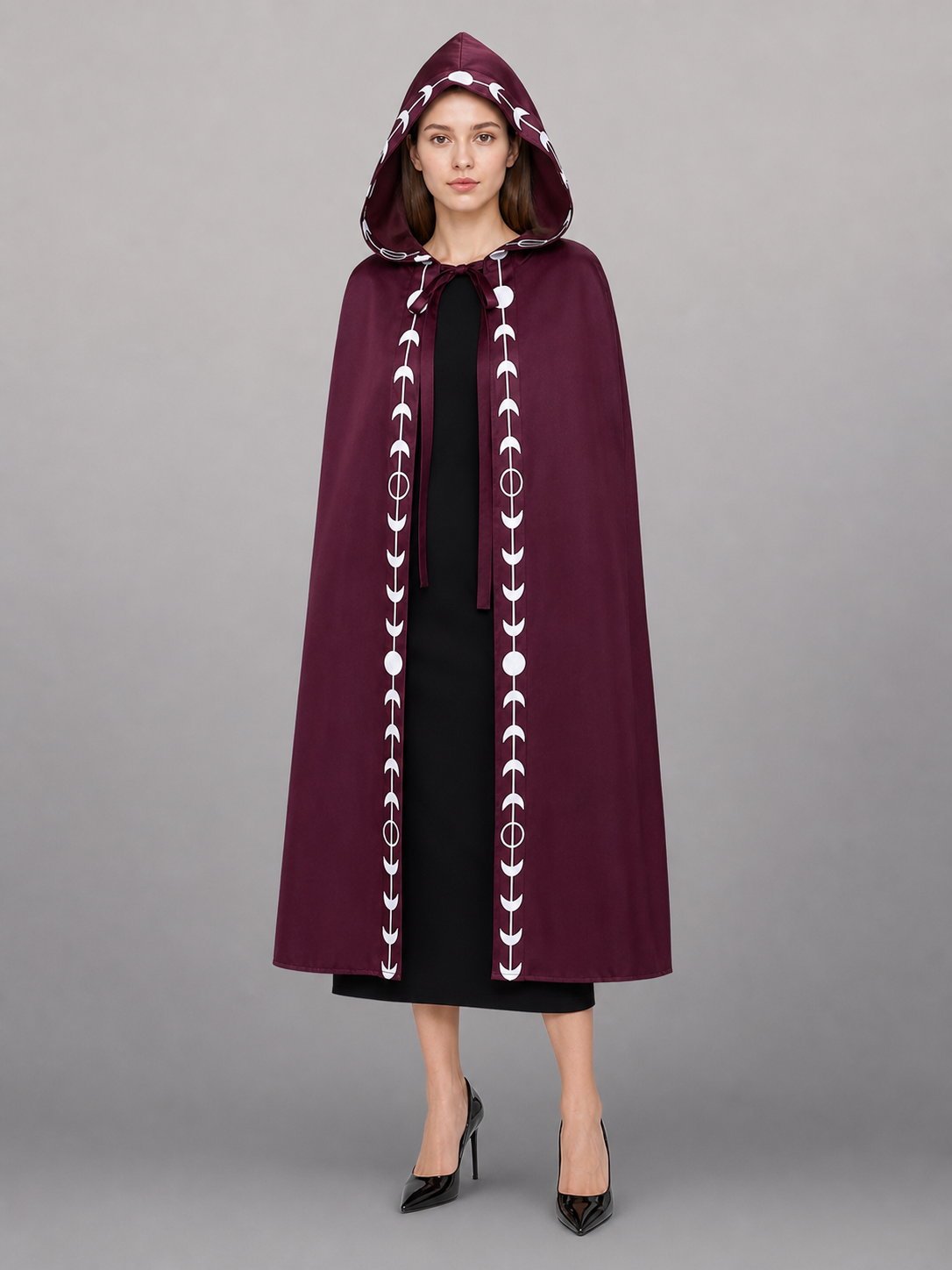 Burgundy Hooded Carnival Cloak