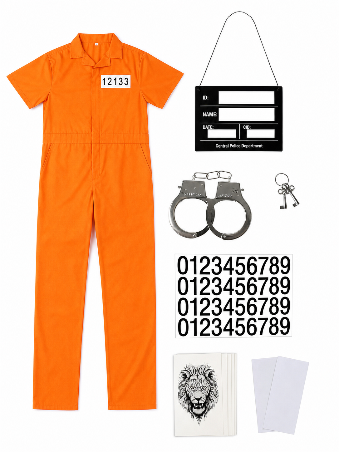 Prisoner Costume, Orange, XS, Accessories