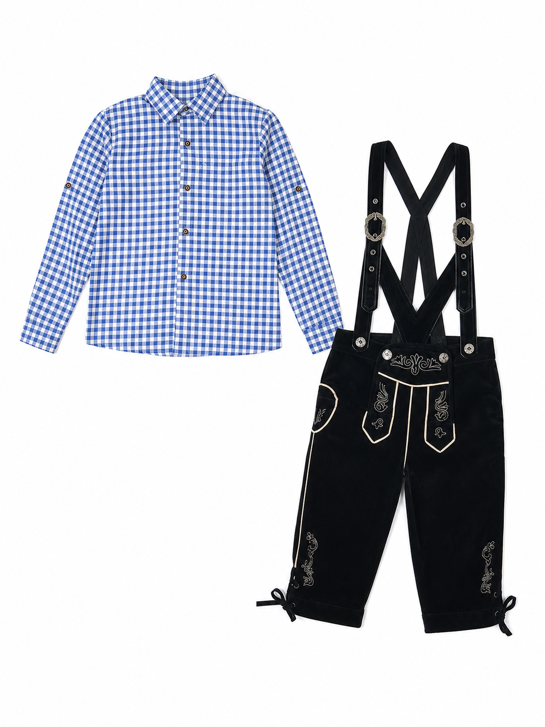 Kids' Plaid Suspender Suit for Celebrations included items