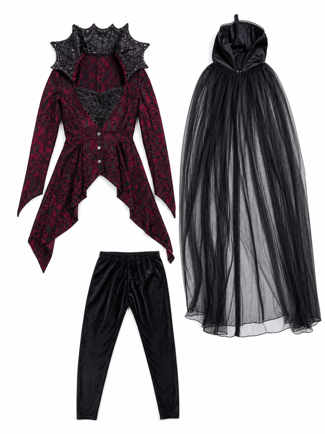 Gothic Vampire Costume with Cape and Pants