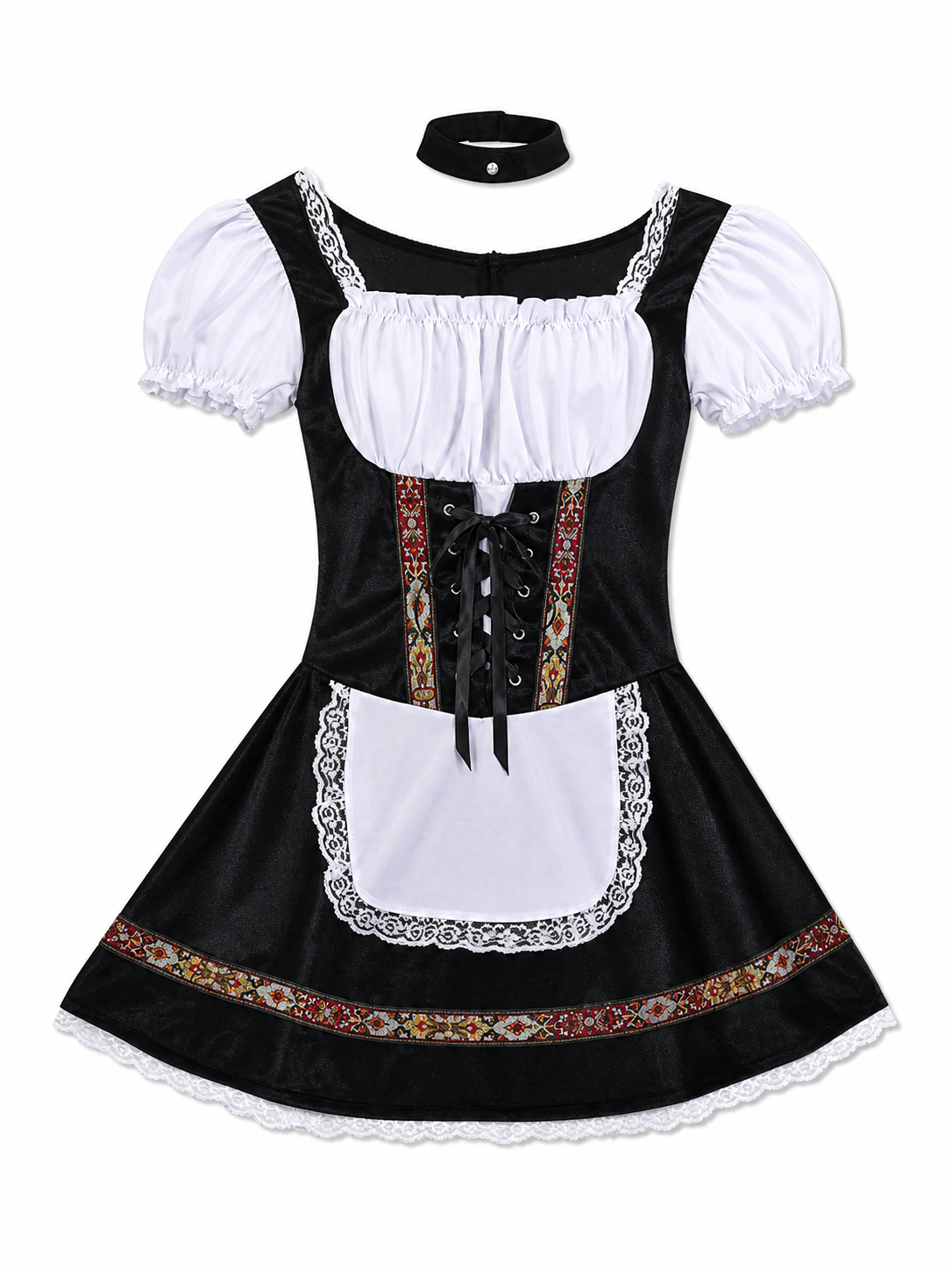 Historical national costume with apron and lace