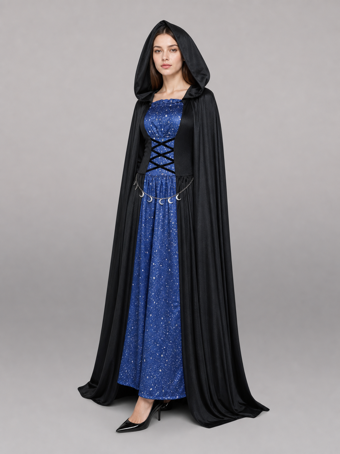 Black Hooded Costume Cloak for Cosplay