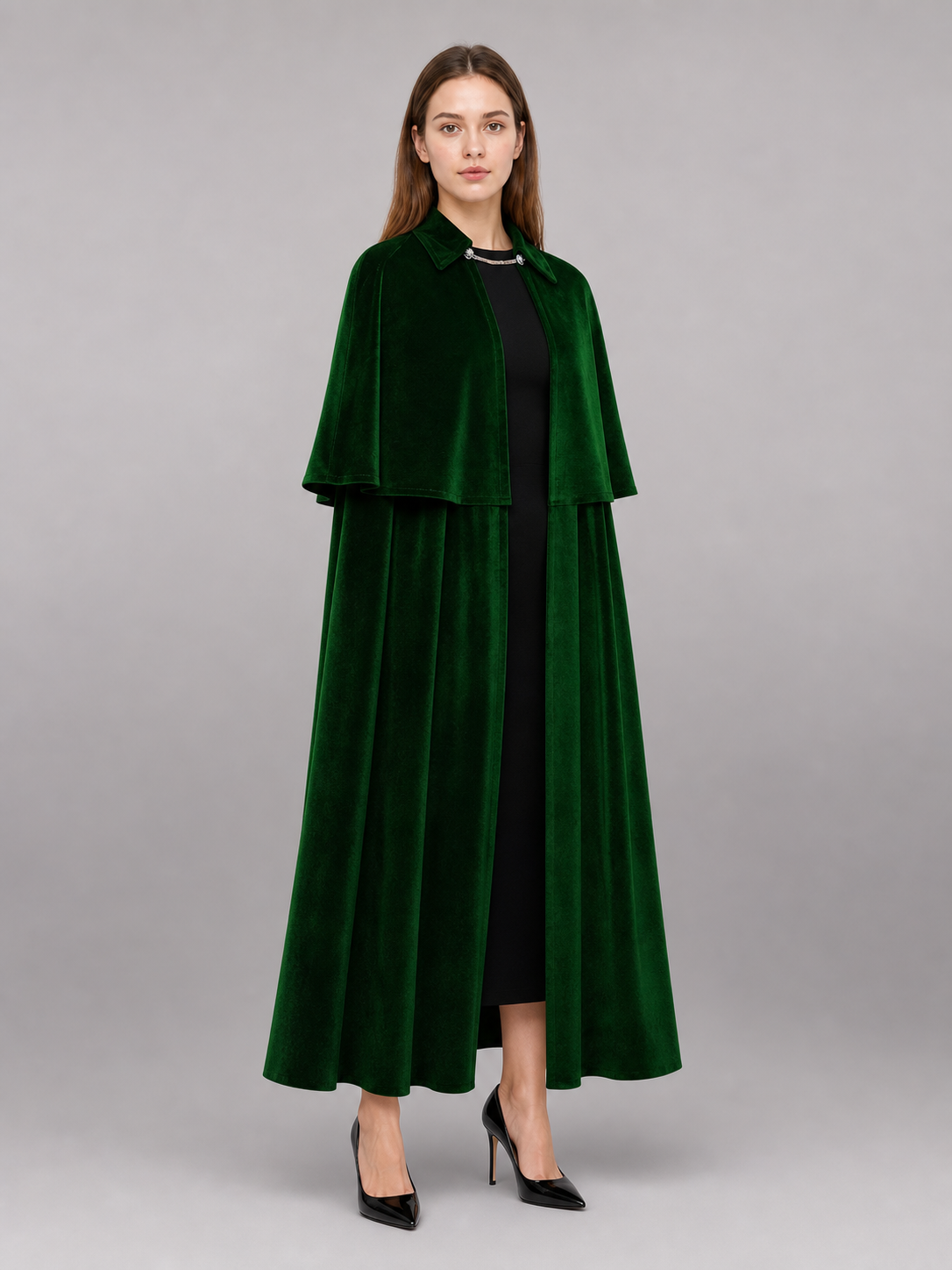 Long Green Gothic Costume Cape included items
