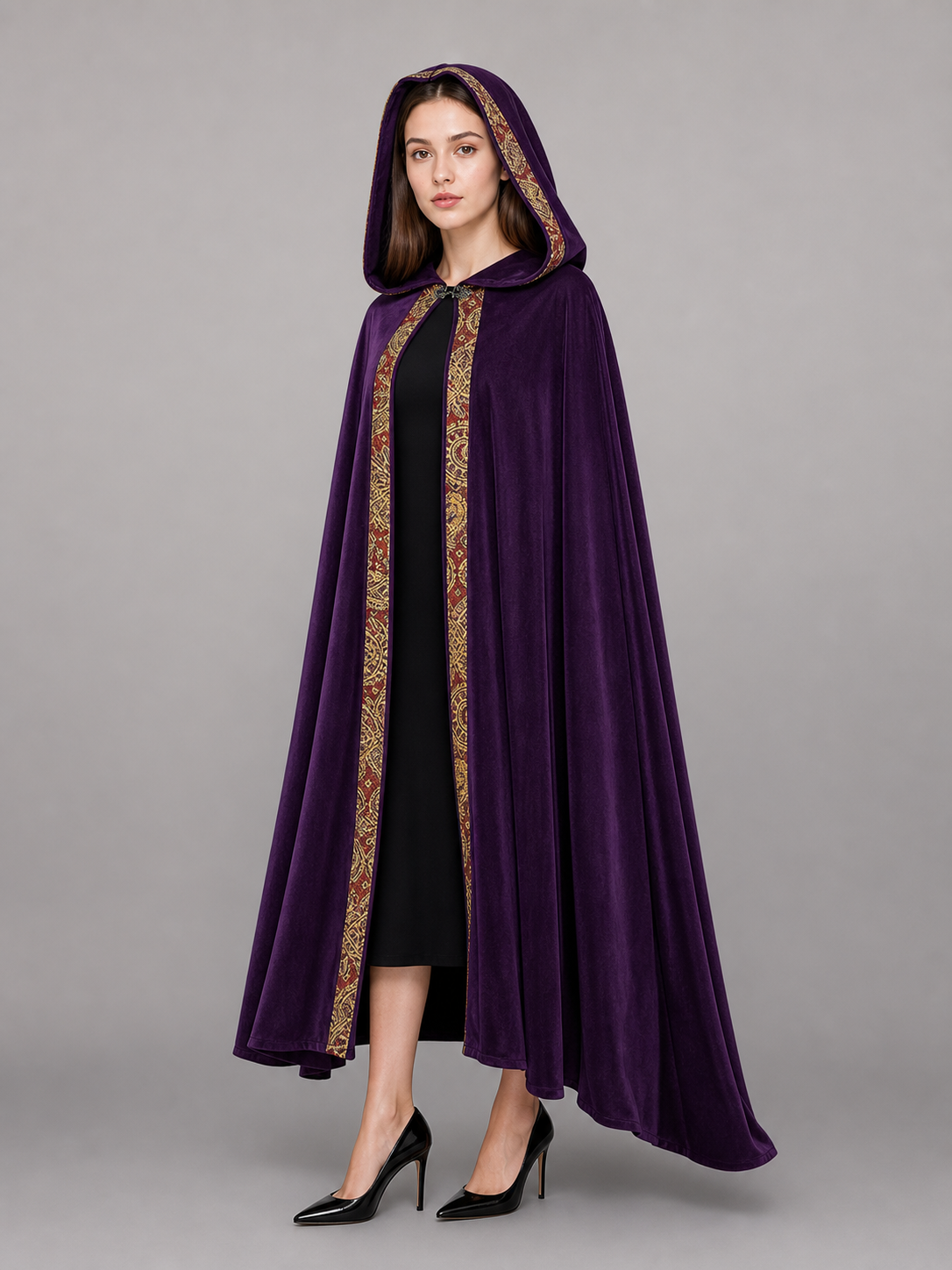 Purple Hooded Costume Cape