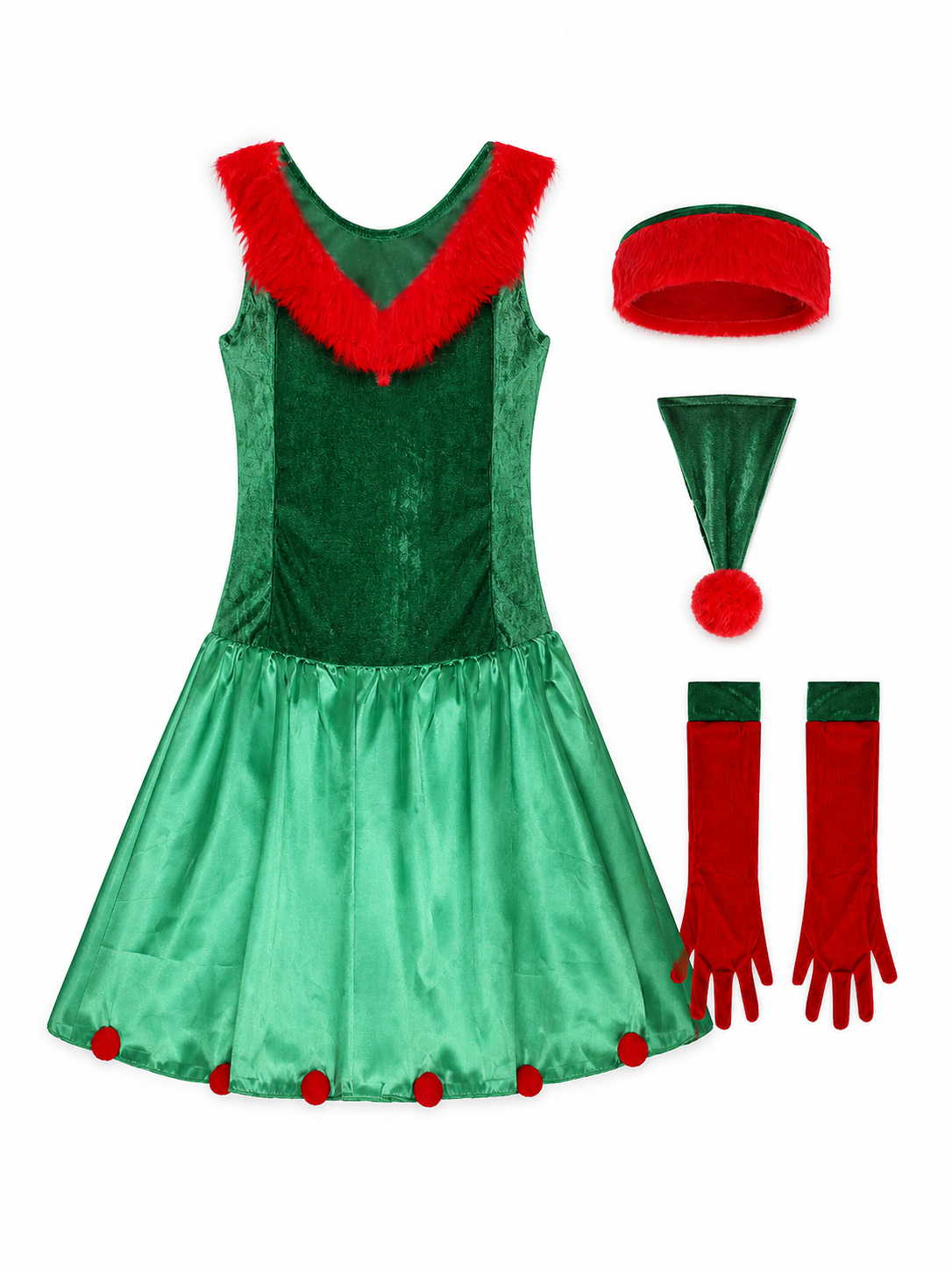 New Year's Elf Costume: Dress, Hat, and Gloves included items
