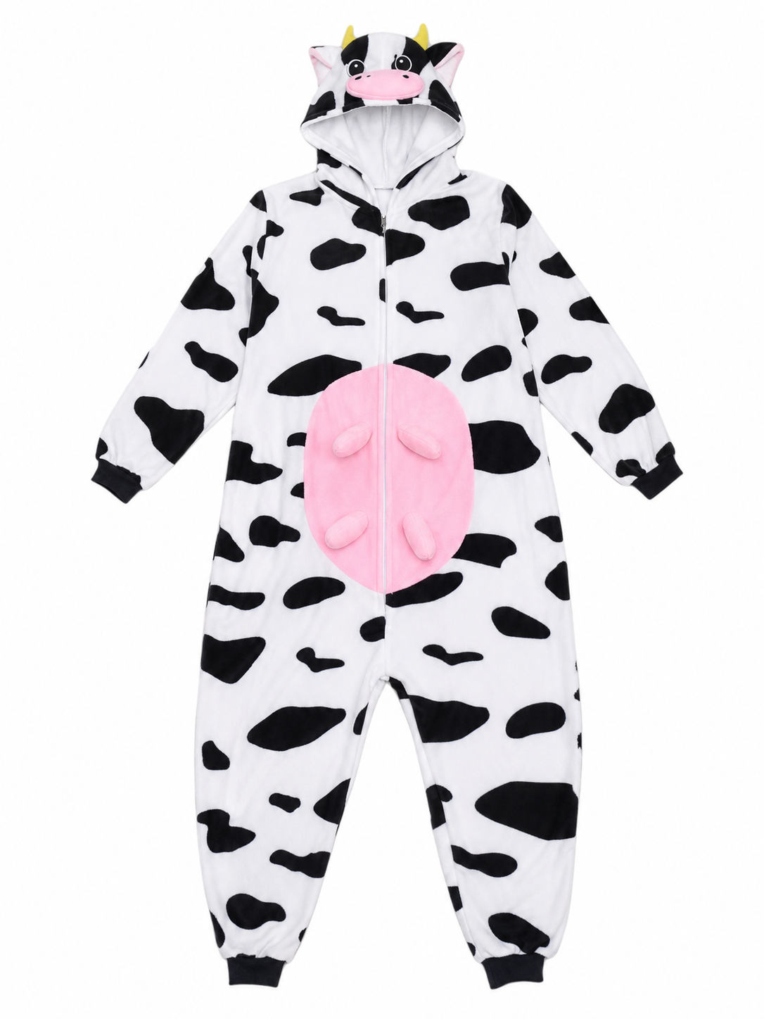 Cow-Print Hooded Kigurumi Jumpsuit